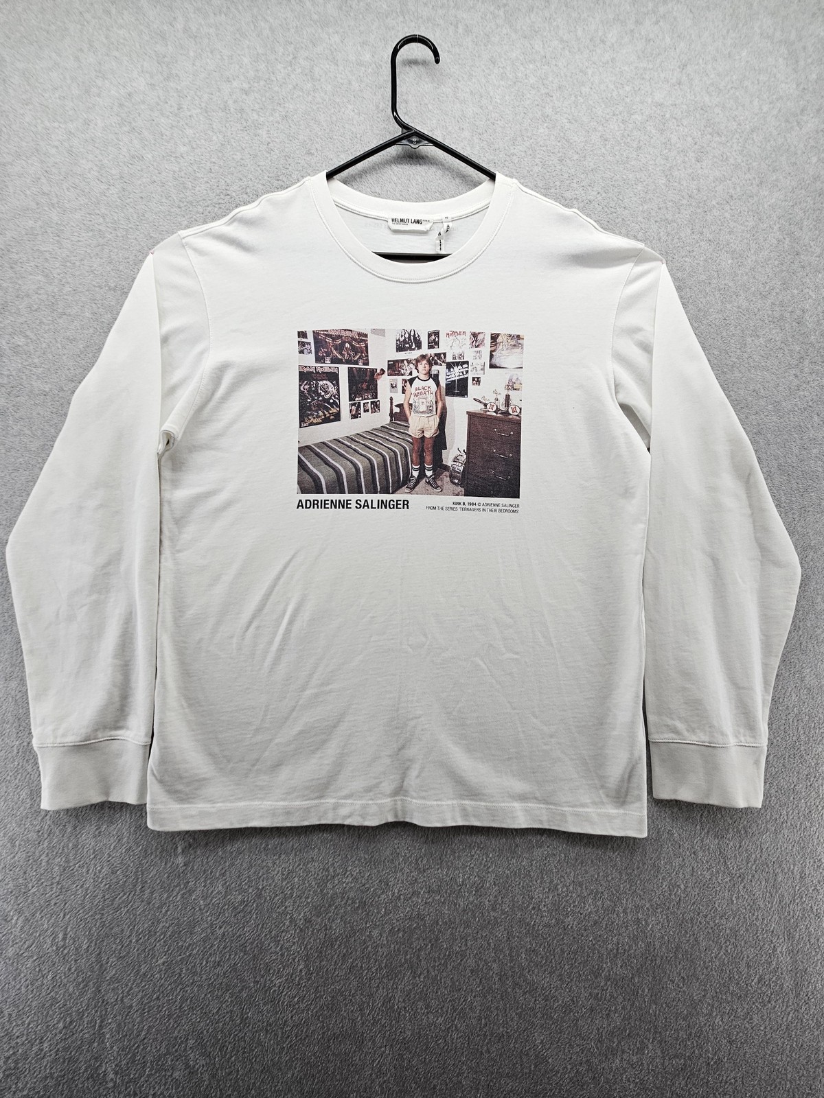 Helmut Lang Shirt Mens XL White Adrienne Salinger Photo Graphic Long Sleeve Tee