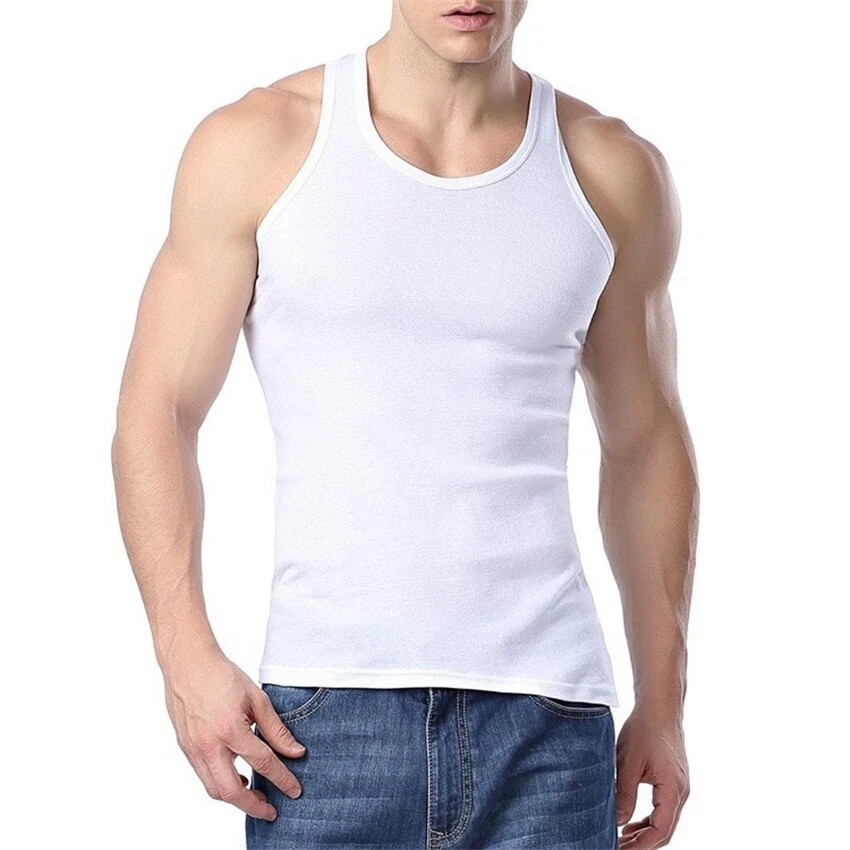 3-1- Pack Men 100% Cotton Tagless Ribbed Tank Top A-Shirt Wife Beater Undershirt gallery