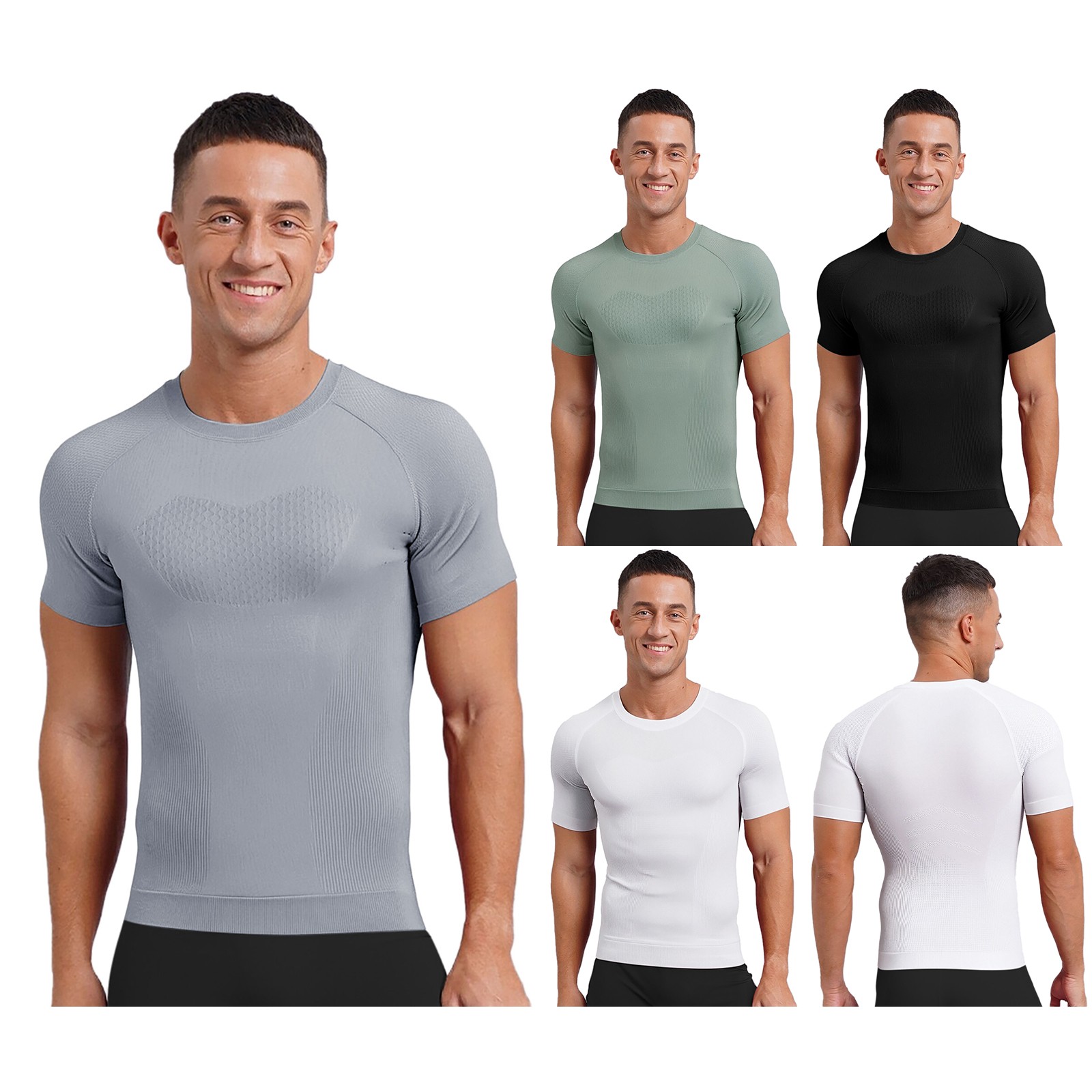Men T-shirt Muscle Undershirts Quick Drying Shirt Performance Tees Sports Gym gallery