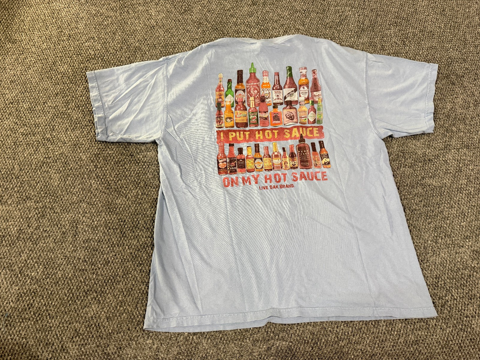 Comfort Colors t shirt mens XL blue hot sauce graphic live oak gallery