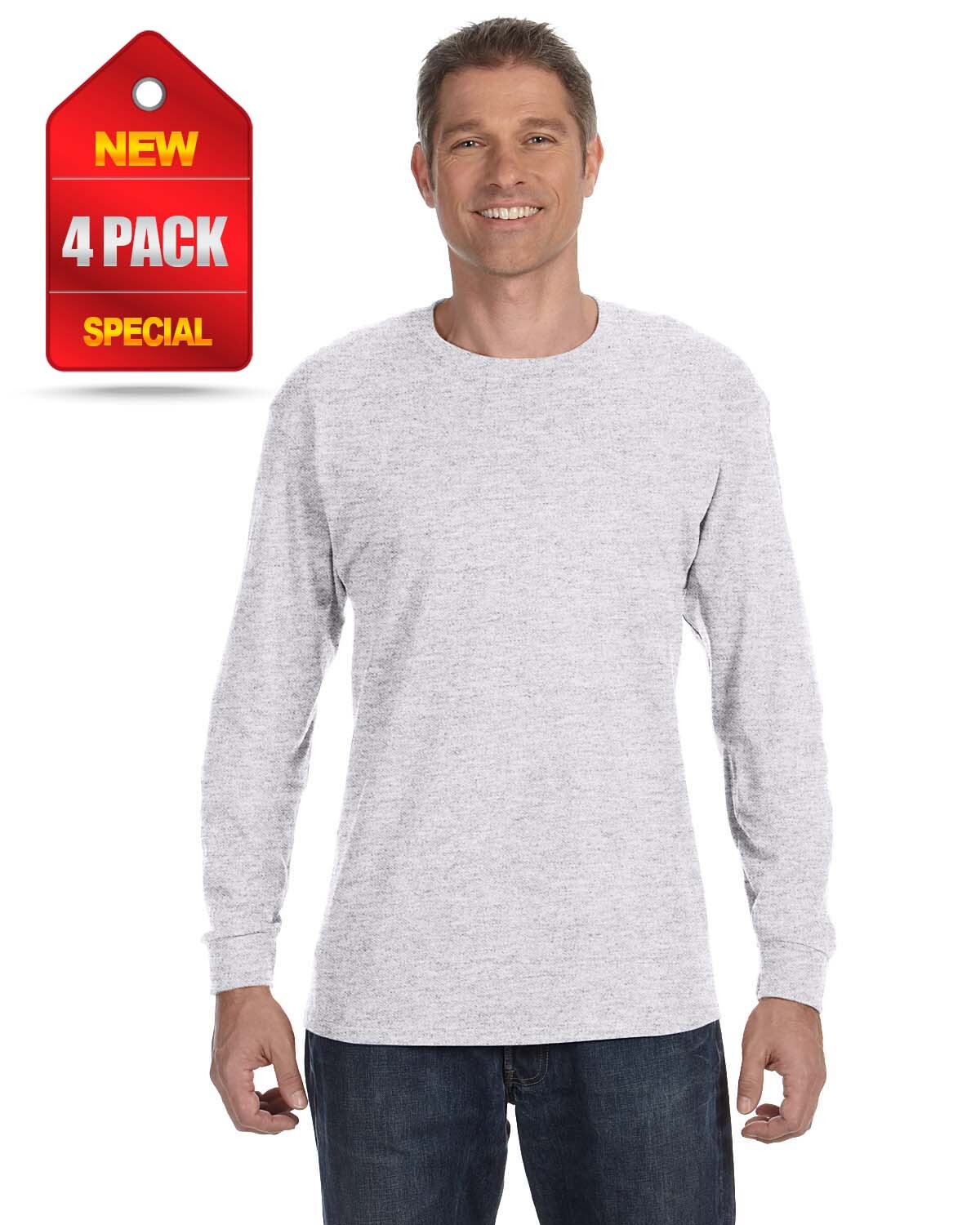 NEW 4 Pack Gildan Men's Heavy Cotton 5.3 oz Long Sleeve T-Shirt P4-G540 gallery