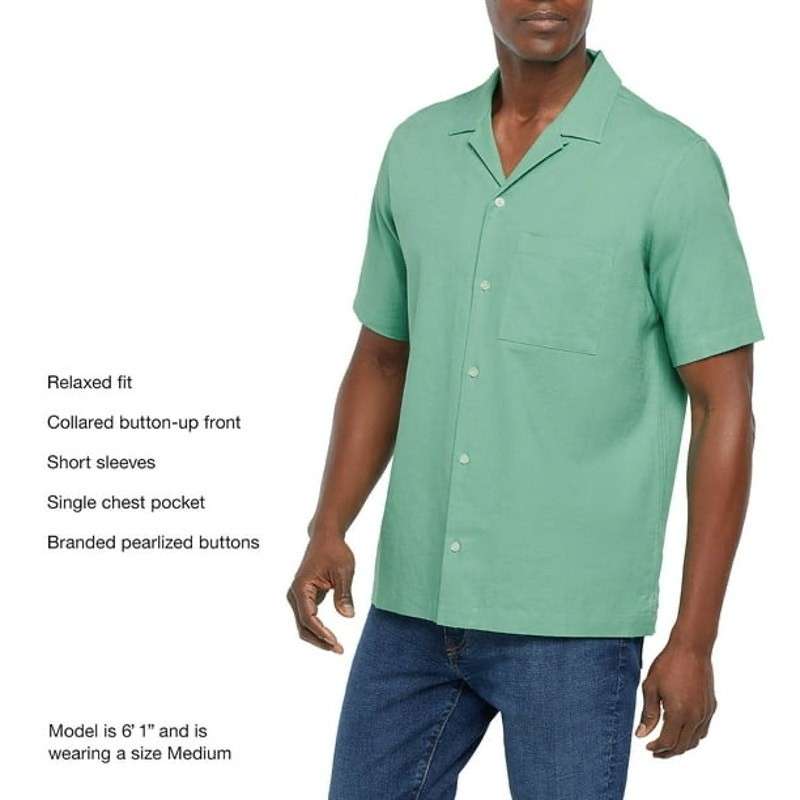 Gap Men’s Linen Short Sleeve Shirt Green Size L gallery