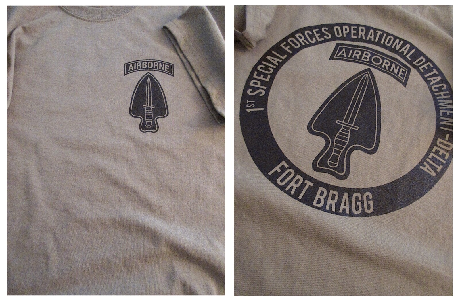 Delta Force Airborne (1st SFOD-D) Fort Bragg Silk-Screened T-Shirt XL US TAN gallery