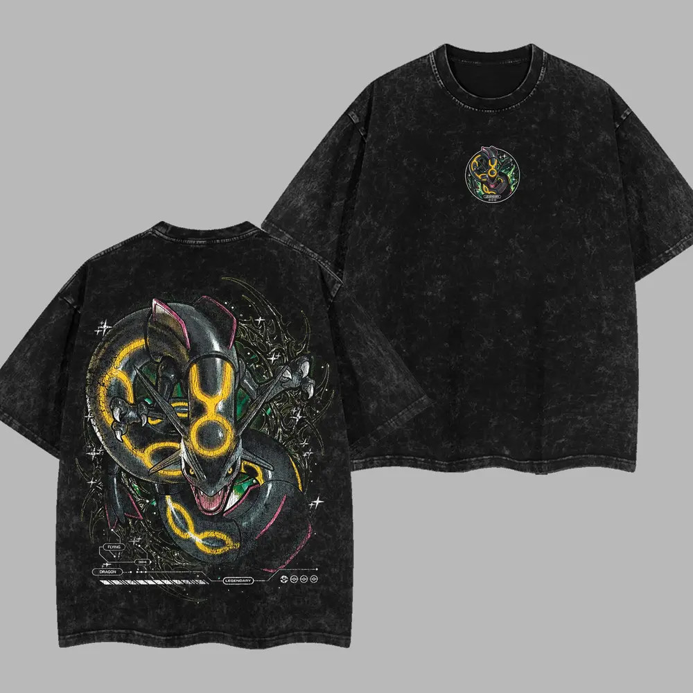 Wearova Vintage Rayquaza Retro Unisex Acid Washed T-Shirt, Hoodie, Pocket Monste gallery