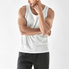 Men’s Cotton Stretch Tank Top Solid Color Training Sleeveless