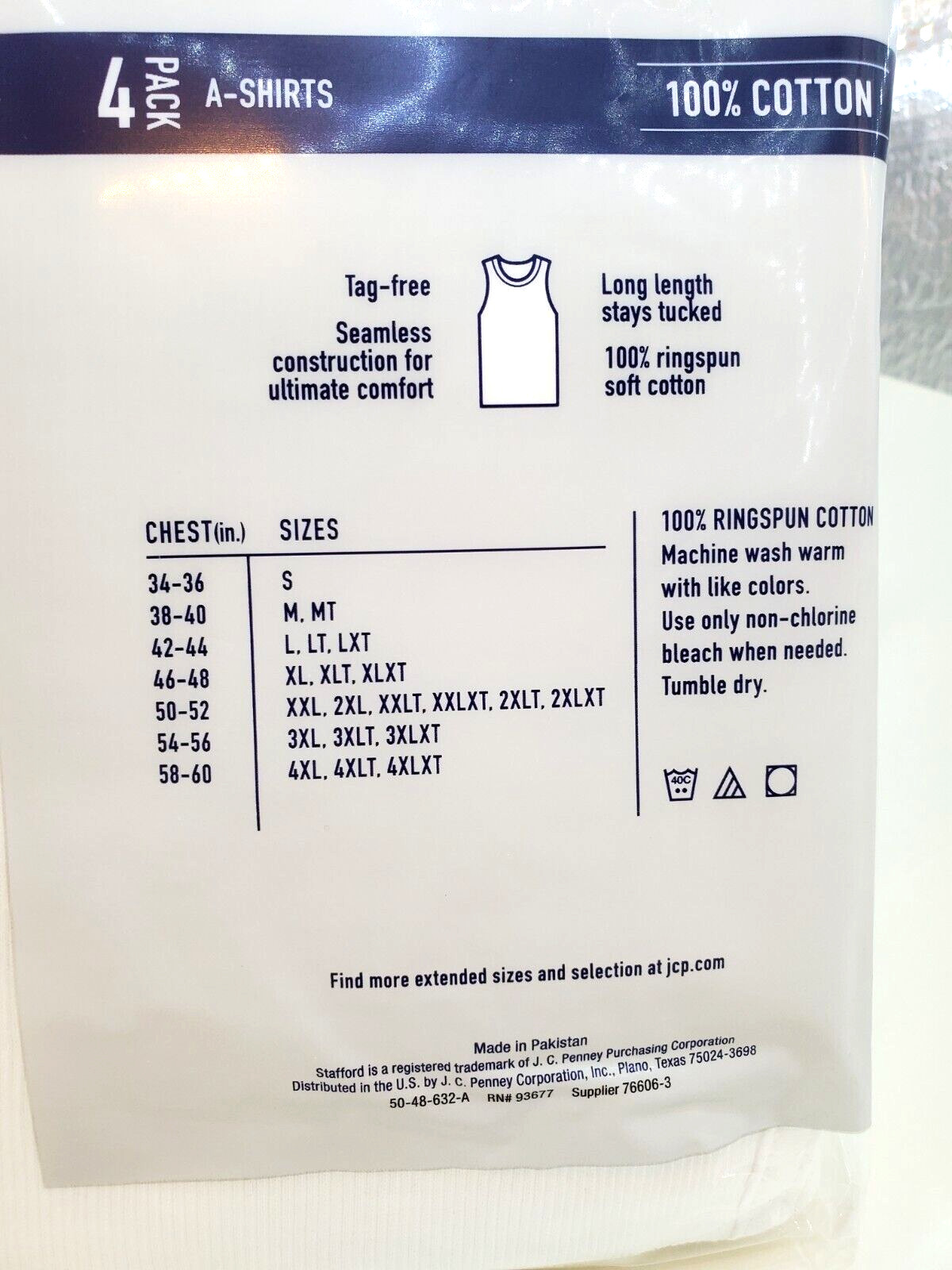 Stafford Super Soft 100% Cotton A-Shirts Ribbed Tank Top 4 Pack Large gallery