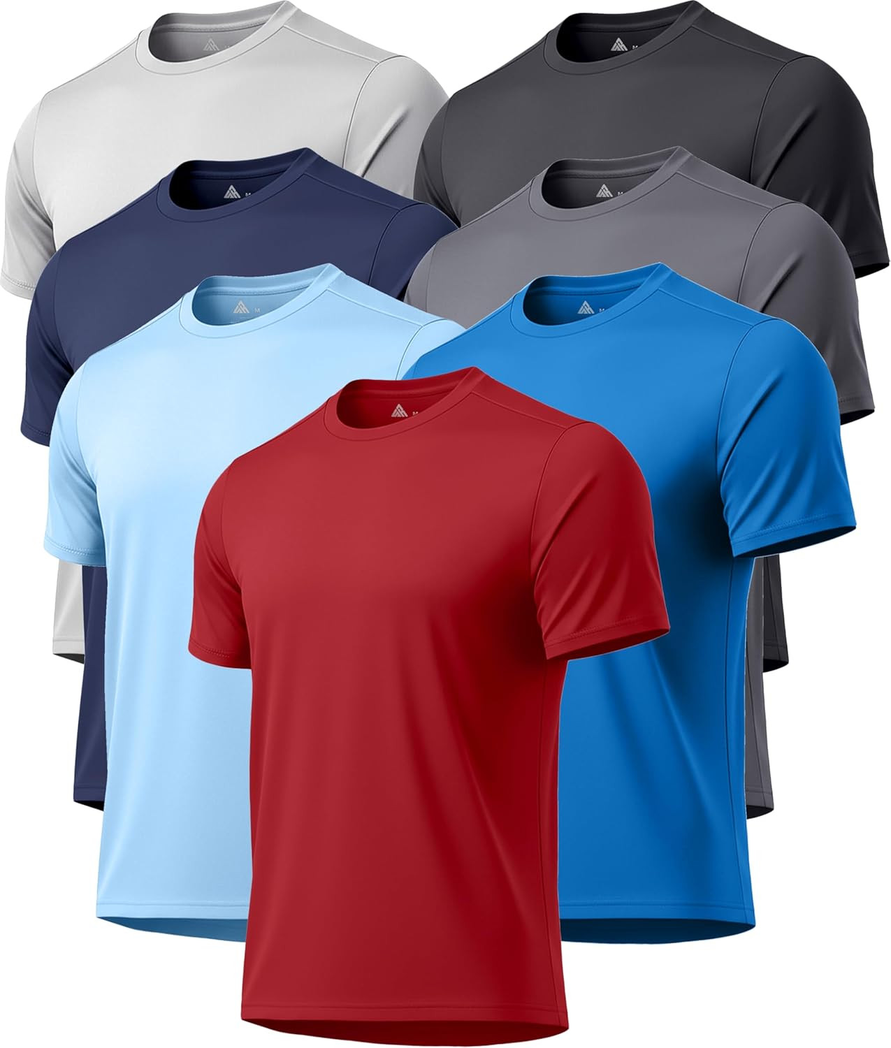 7 Pack T-Shirts for Men Rashguard UPF 50+ Athletic Workout Tee Shirt Sun Protect