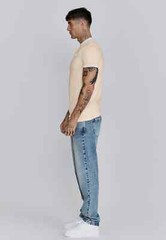 SikSilk Men;s Ecru Ringer T-Shirt Medium