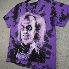 Beetlejuice Tie Dye Shirt Mens Large L Purple Distressed Classic Movie Retro NWD