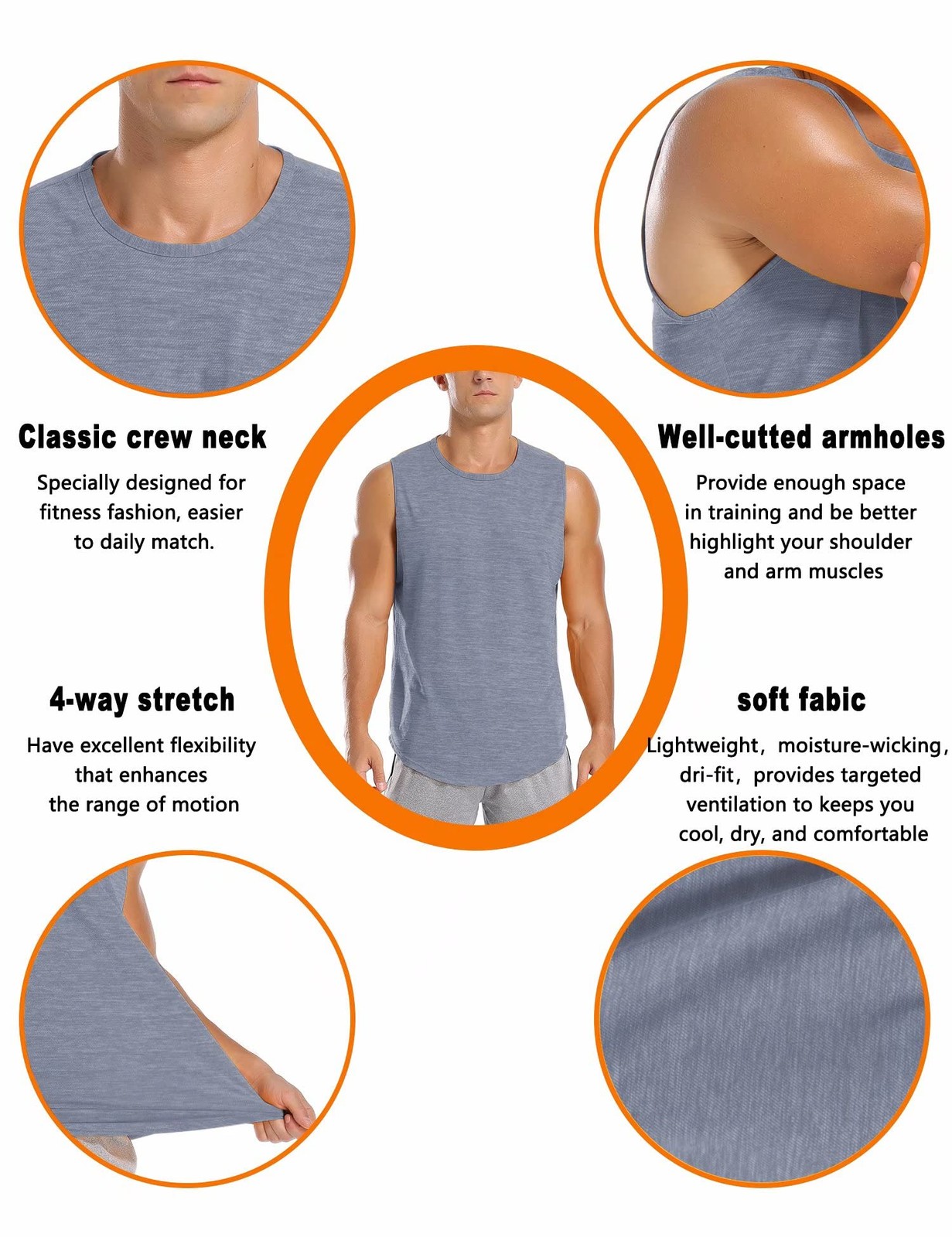 Mens 3 Pack Gym Tank Tops Dry Fit Running Basketball Workout Muscle Tee Strin... gallery