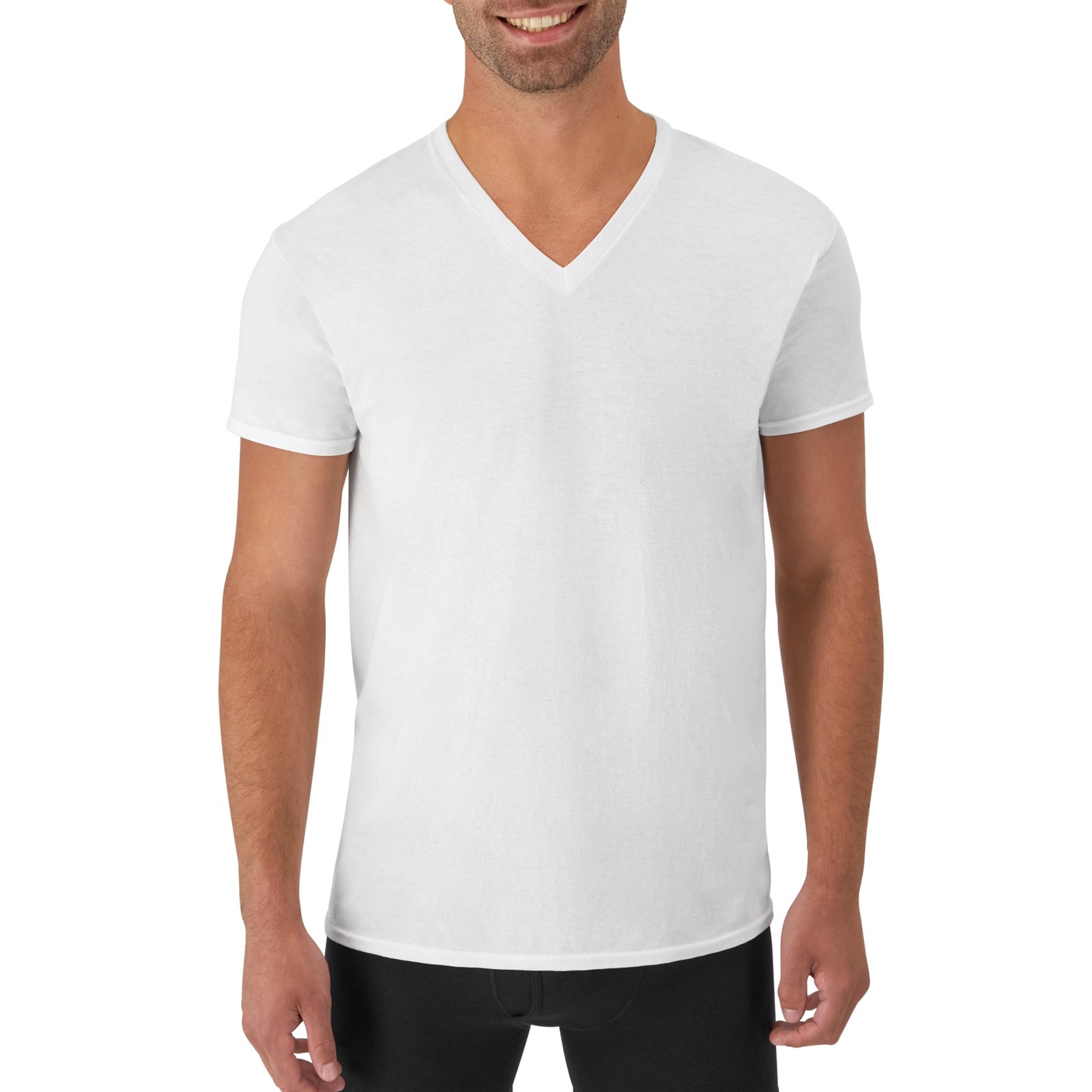 Hanes Mens Cotton, Moisture-wicking V-neck Tee Large, White - 6 Pack gallery