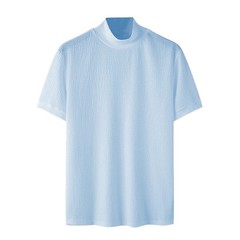 Mens Mock Turtleneck Pullover T-Shirt Knitted Sweater Slim Fit Short-Sleeve-Tee