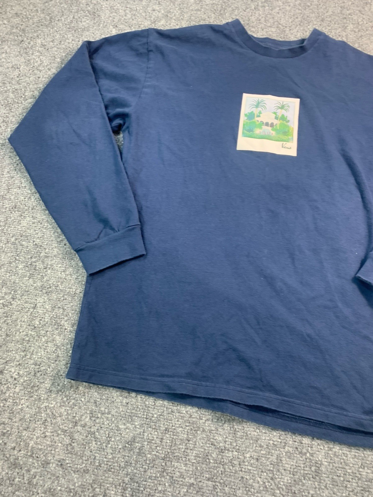 VANS Shirt Mens Medium Blue Long Sleeve Crew Neck Casual Graphic Print gallery