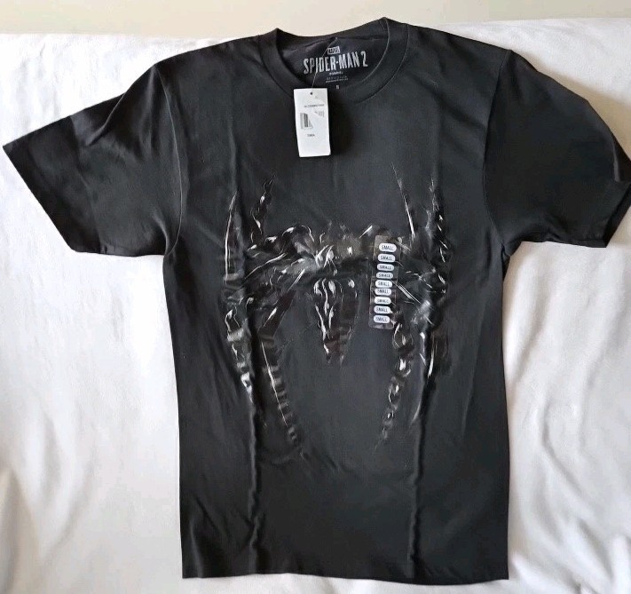 Marvel Spider-Man 2 Venom T-Shirt Men’s Size SMALL Black PS5 Shiny Print NEW gallery