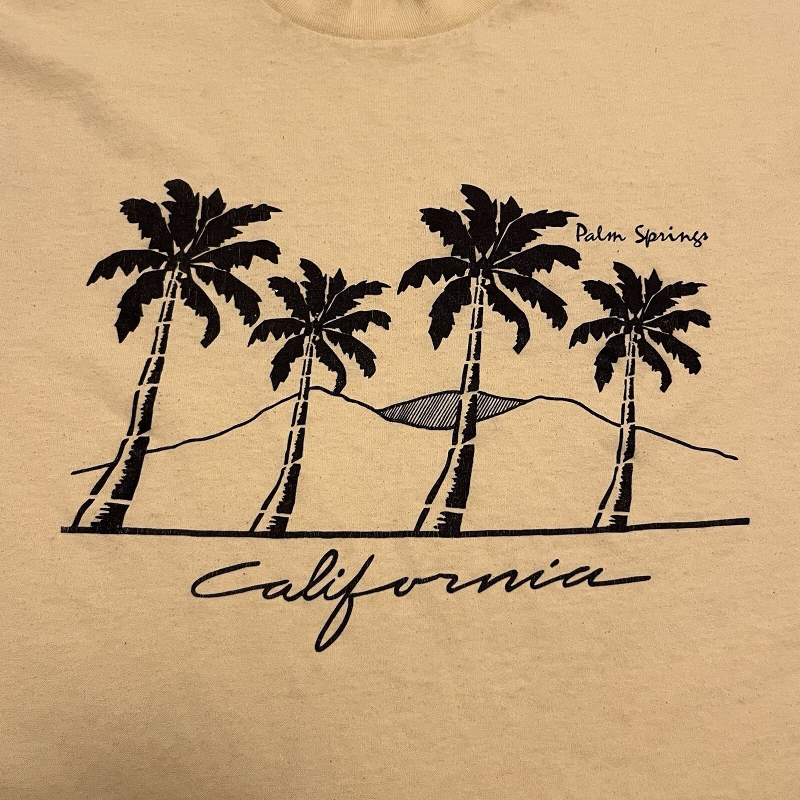 Vintage 80s OSFA Palm Springs California Yellow T-Shirt Sunbelt Sportswear Cut gallery