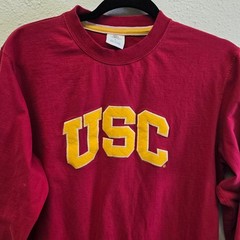 USC Trojans Long Sleeve Tee Red Applique Logo Collegiate NCAA Men’s Large