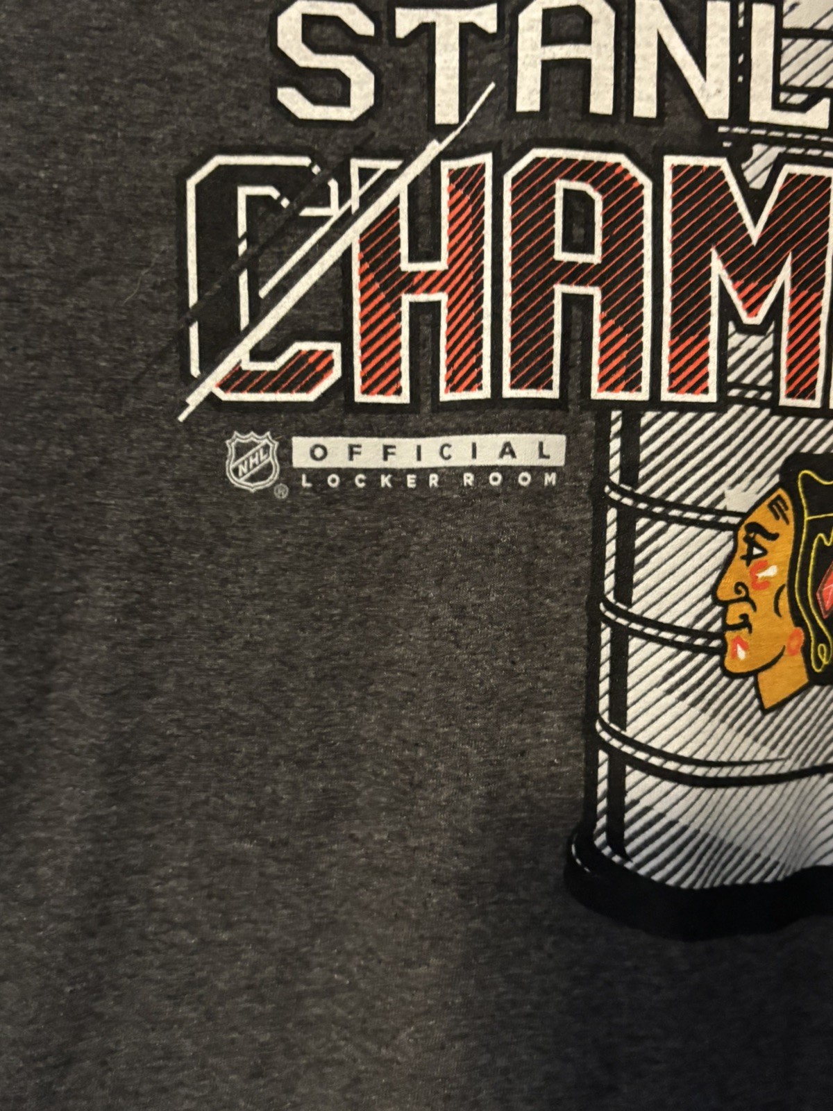 Reebok Chicago Blackhawks NHL Stanley Cup Champions 2015 Mens XL Grey T-Shirt gallery