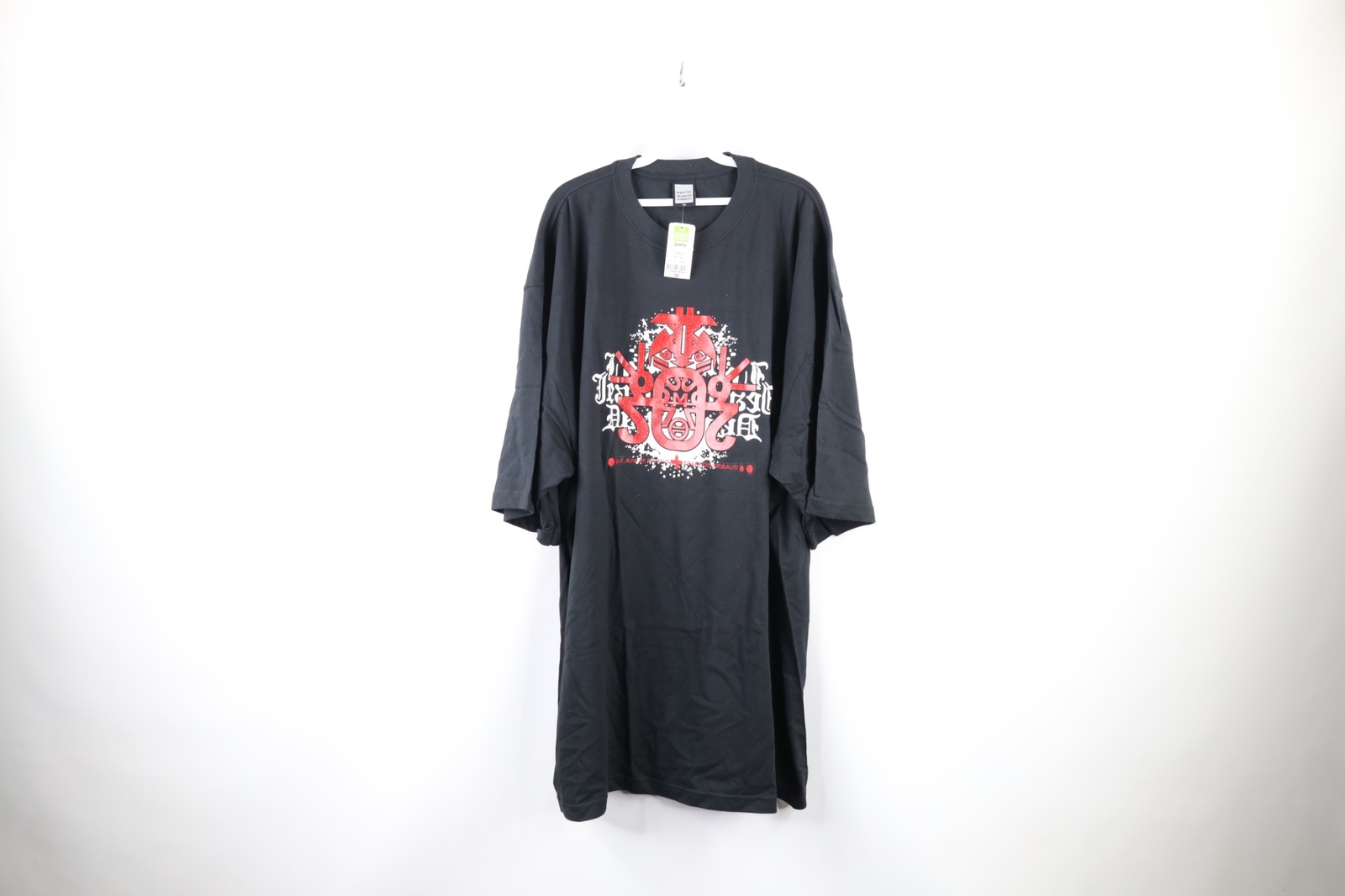 NOS Vtg Marithe Francois Girbaud Mens 3XL Baggy Spell Out Glitter T-Shirt Black gallery