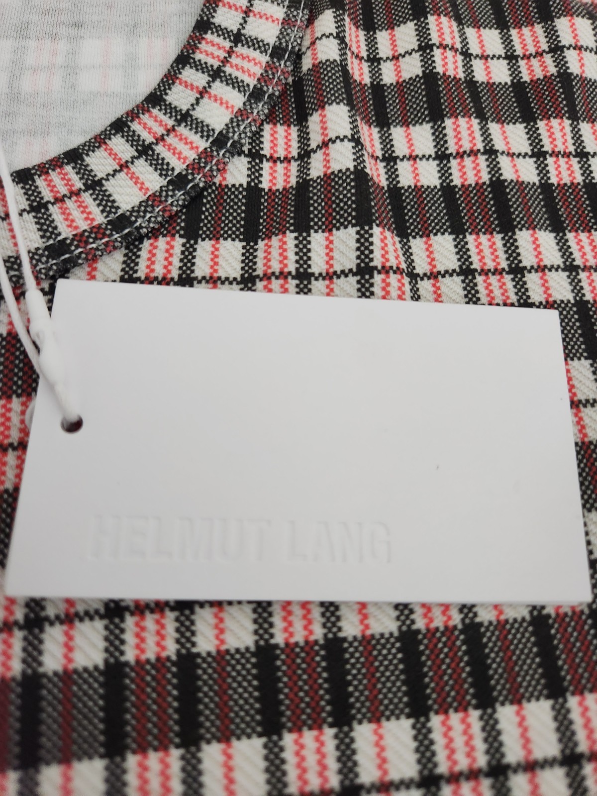 Helmut Lang Logo OS Tee Mini Digital Check Red Men's Size Large New gallery