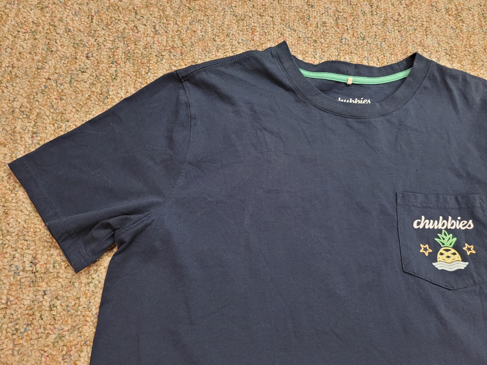 Chubbies Shirt Mens 2XL Blue Pocket Tee Logo Taco Weekend Neon Pineapple Casual gallery