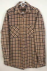 Timberland Men M Button Down Workwear Plaid Shirt Heavyweight Cotton Beige