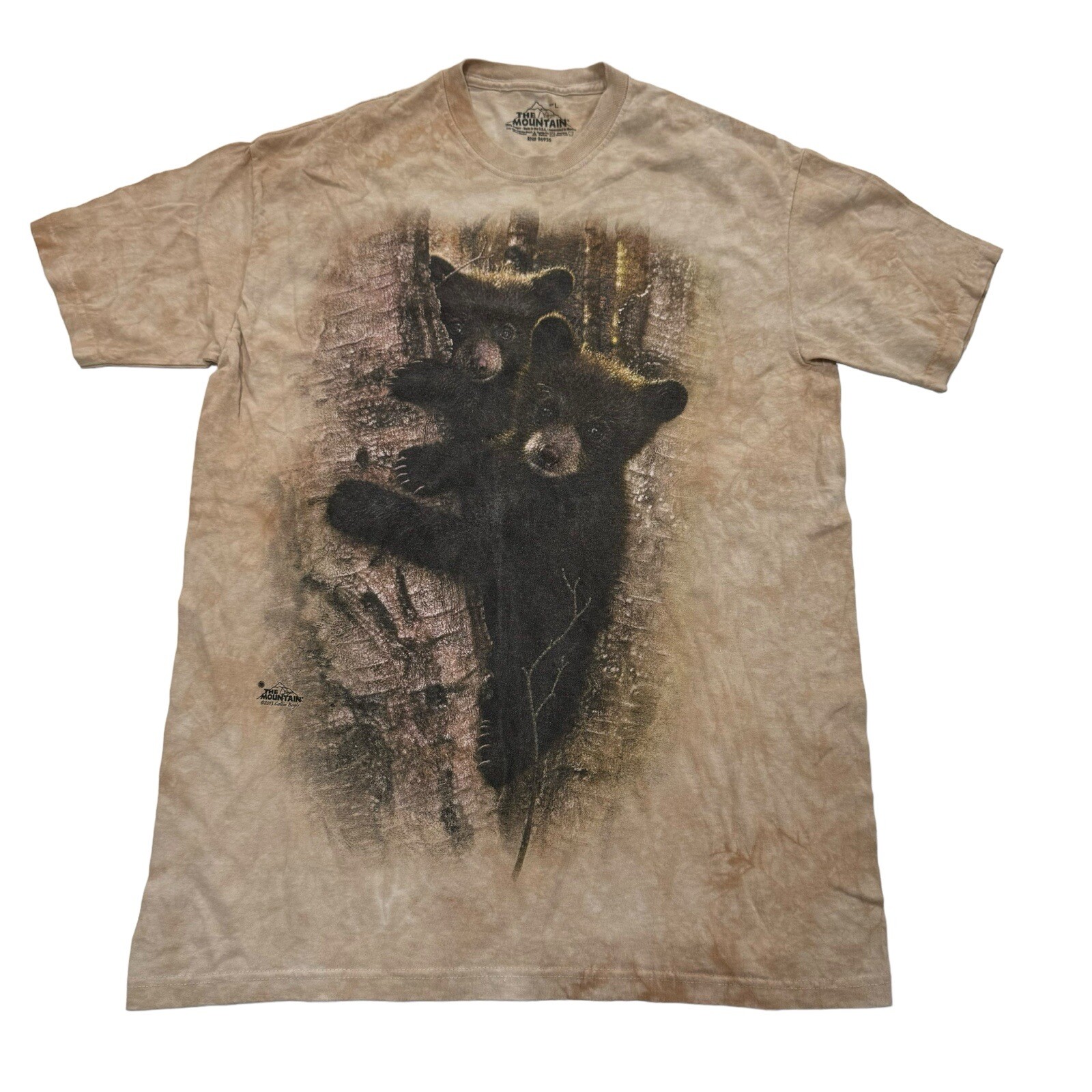 The Mountain Bear Cubs Nature T Shirt Tie Dye Tan Large 2013 Y2K Collin Boyle