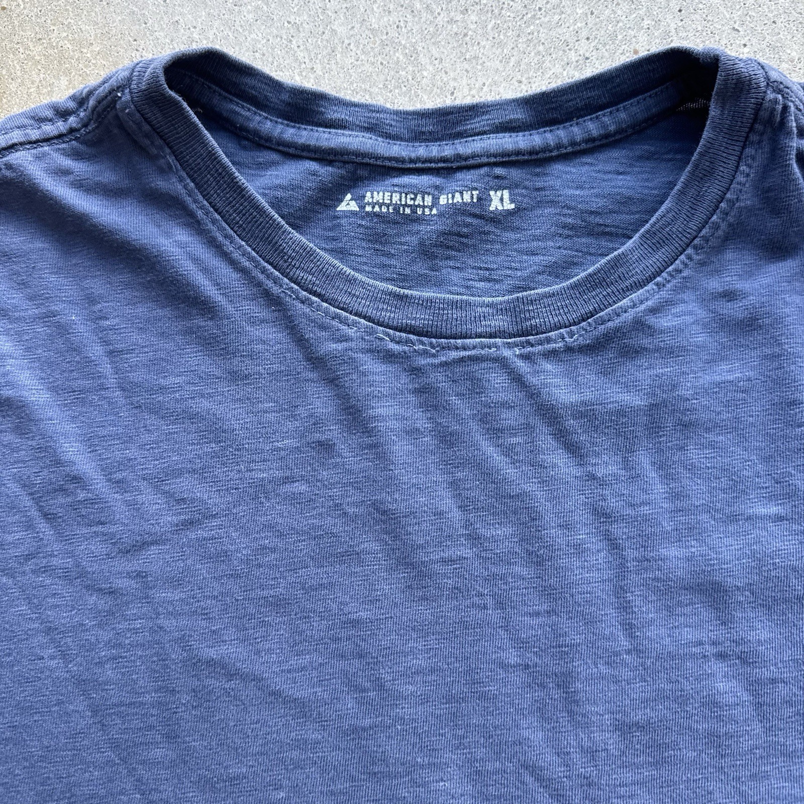 American Giant Premium Slub Crew Tee T-Shirt Mens Large Navy $65 USA gallery