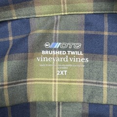 Vineyard Vines Plaid OTG Brushed Twill Shirt Button Down On The Go Mens 2X Green