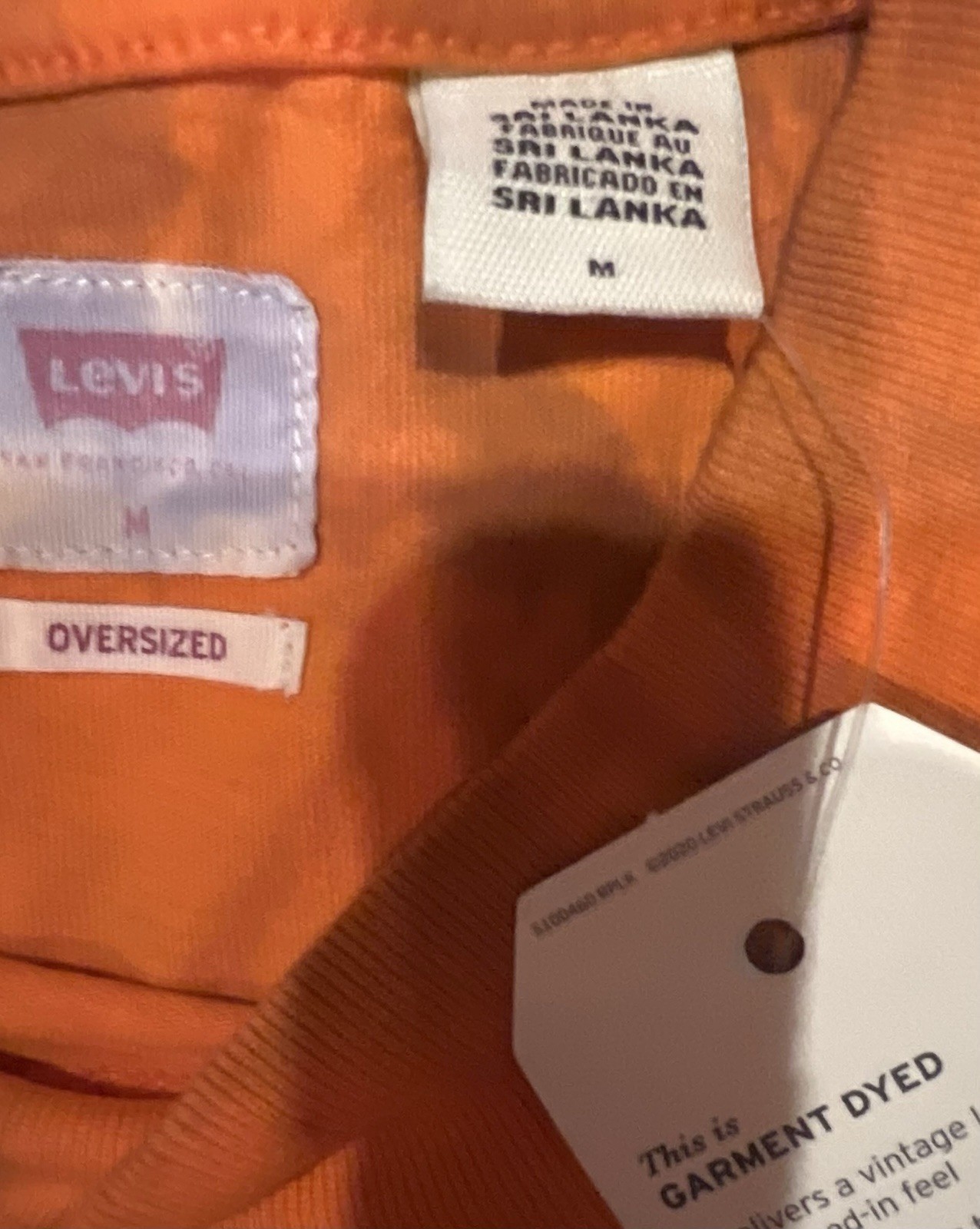 Levi’s Men’s Oversized Orange Tie Dye Mock Neck Long Sleeve Shirt gallery