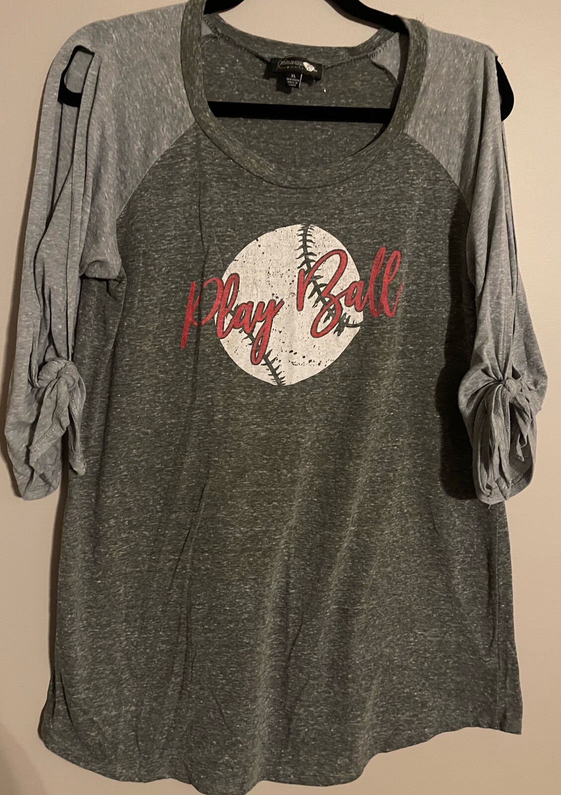 Gameday Culture Baseball Tee Cold Shoulder 3/4 Length Sleeve Size XL gallery