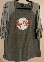 Gameday Culture Baseball Tee Cold Shoulder 3/4 Length Sleeve Size XL