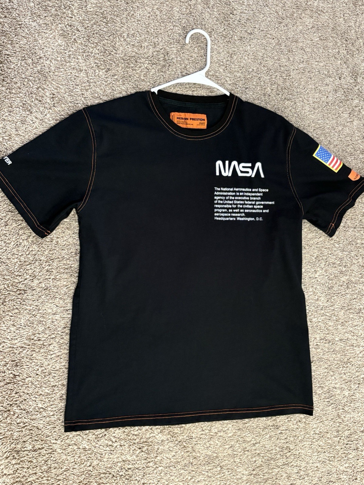 Heron Preston T-Shirt Mens Large Black NASA Base Layer Fall/Winter 1990