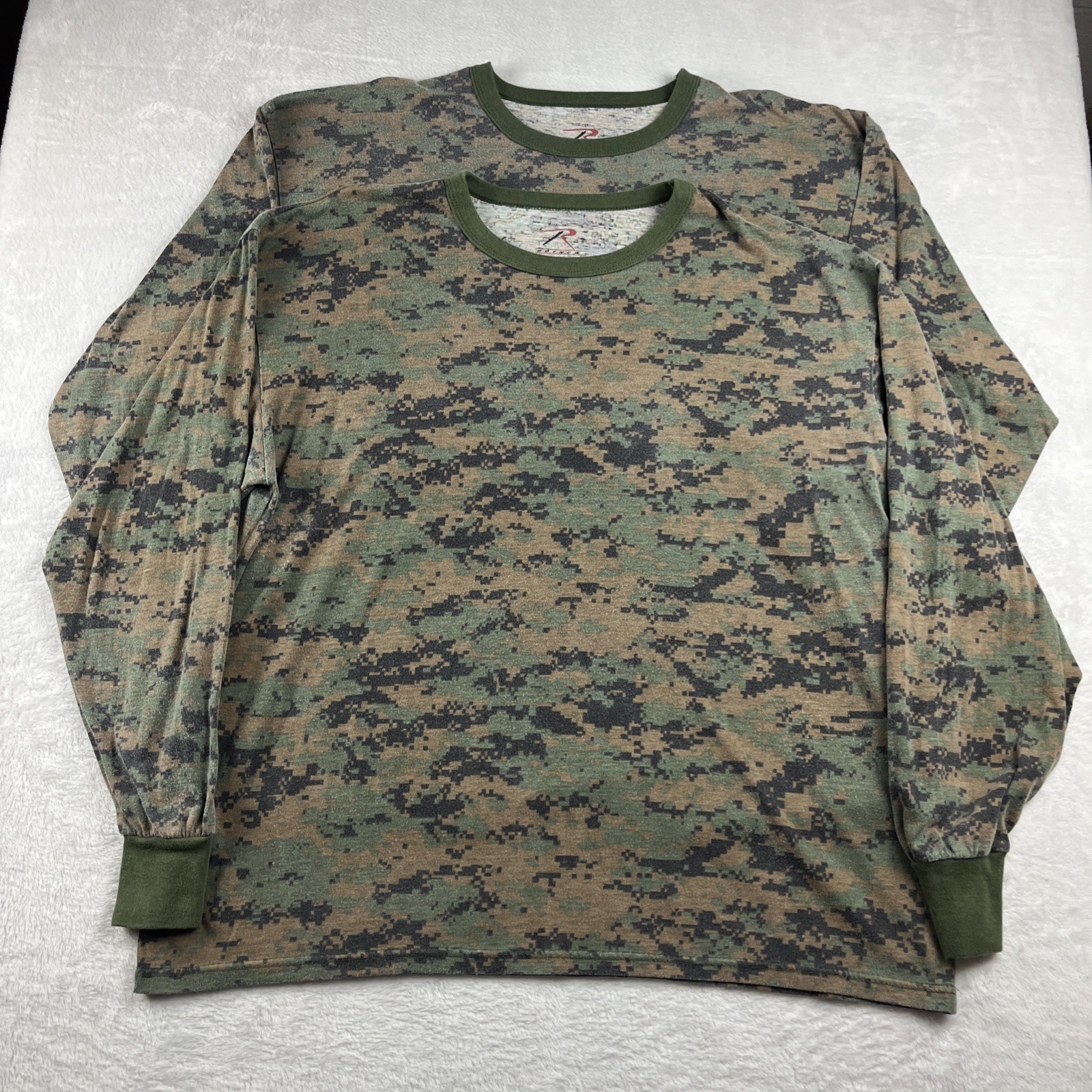 2 Rothco Woodland Digital Camo Shirt Men's Size 2XL Long Sleeve Jersey 5496 gallery