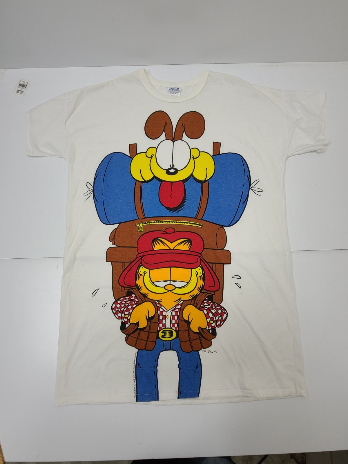 Vintage 1991 Garfield Odie Camping Shirt OSFA Single Stitch Jumbo Print Tee gallery