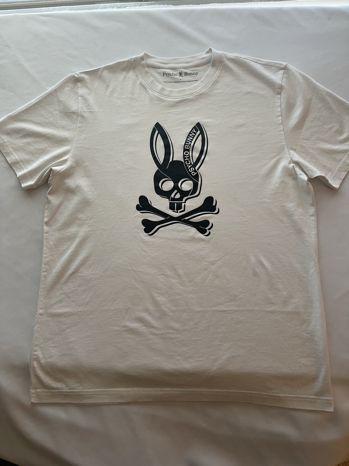 Psycho Bunny Men's Graphic Logo Skull T-Shirt Crew Neck Cotton Knit White 7 gallery
