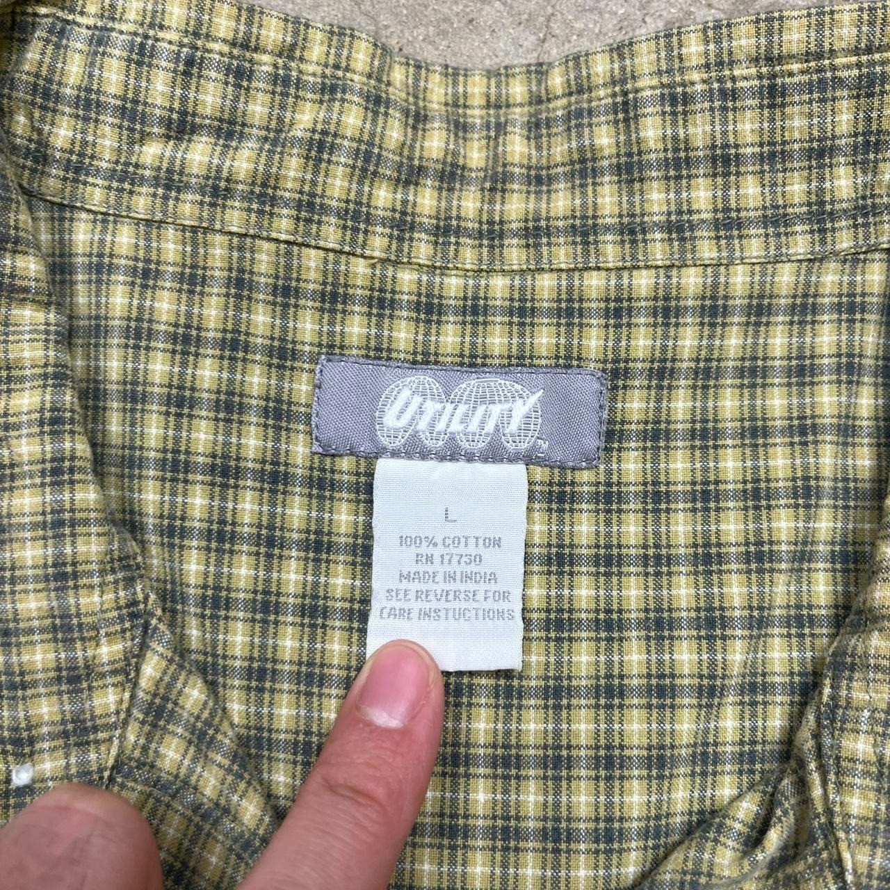 Vintage Utility Y2k Yellow plaid button up shirt large gallery