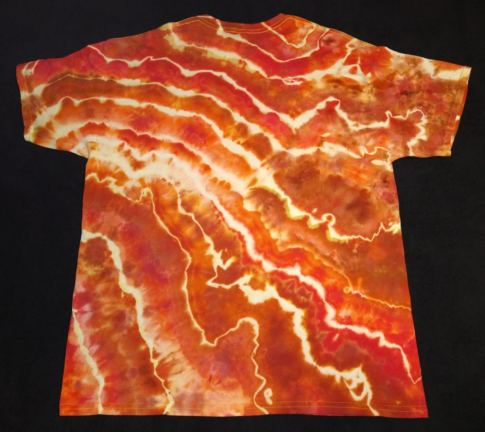 Red, Rust Orange, Bronze & Pale Yellow Geode Ice Dye Tie Dye T Shirt ~ Sz XL gallery