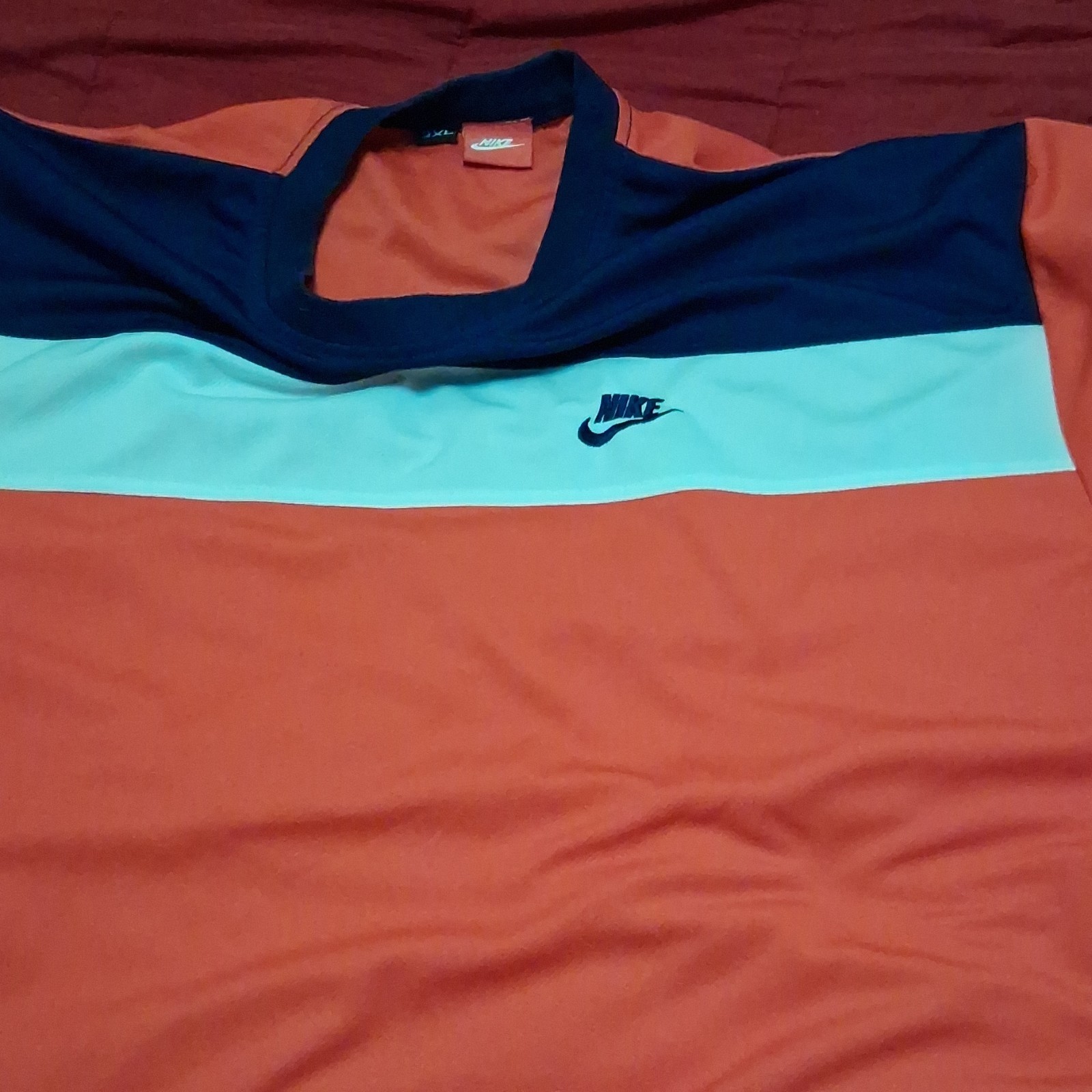 Nike Men's 3XL Orange/Blue/Light Blue Crew Neck Short Sleeve Logo Tee gallery