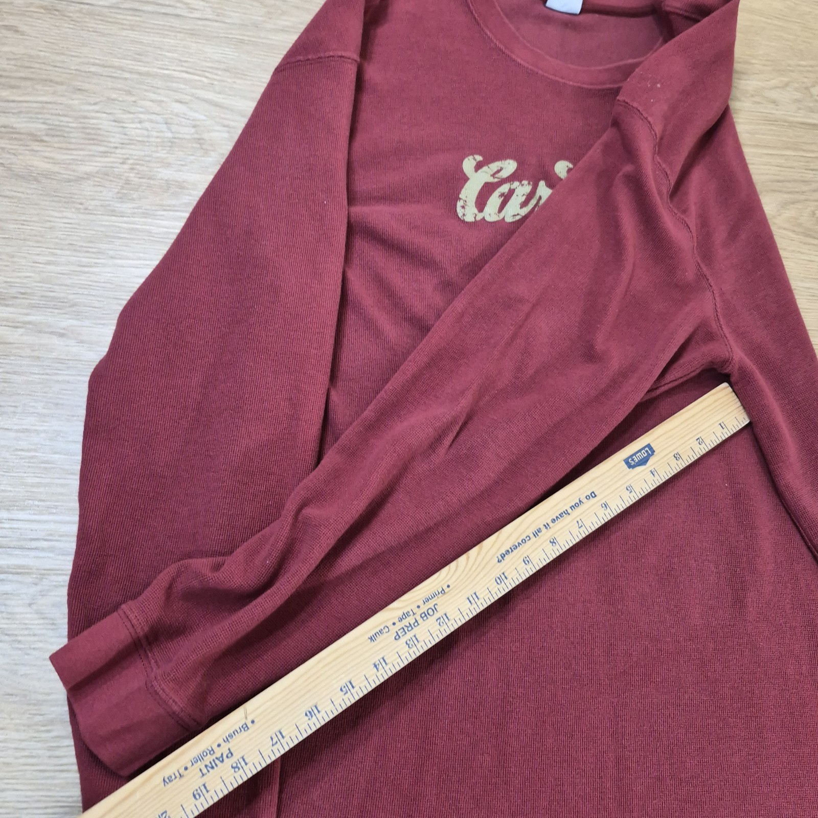Carhartt Shirt Mens 2XL Thermal Red Waffle Knit Vintage Graphic Spellout Print gallery