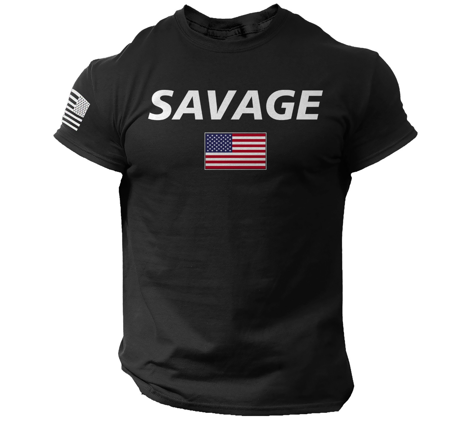 Savage American Flag T-Shirt – Black Patriotic USA Tee Military Veteran Pride gallery