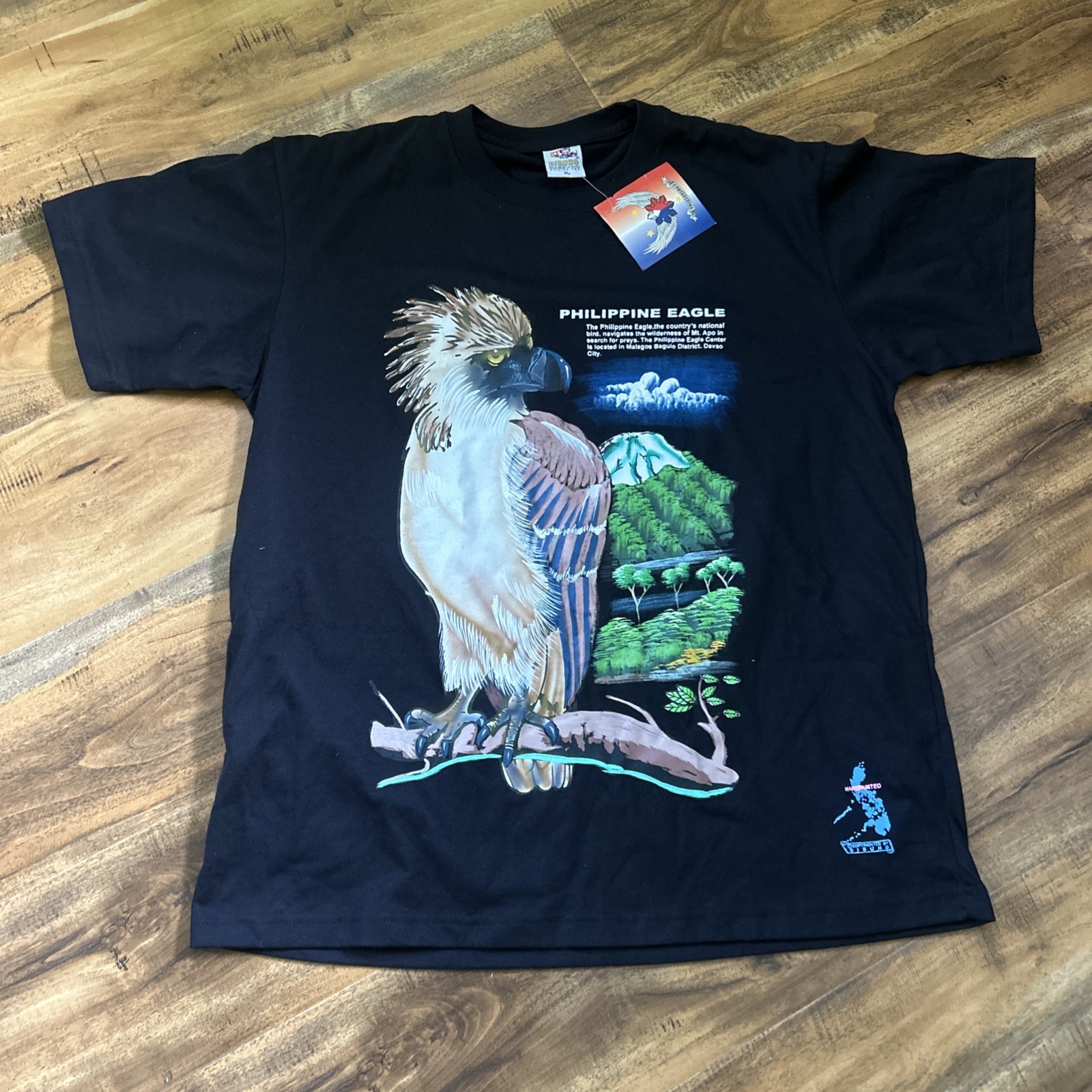Philippine Eagle Shirt Hand Printed dibuho Short Sleeve T-Shirt Sz XL black gallery