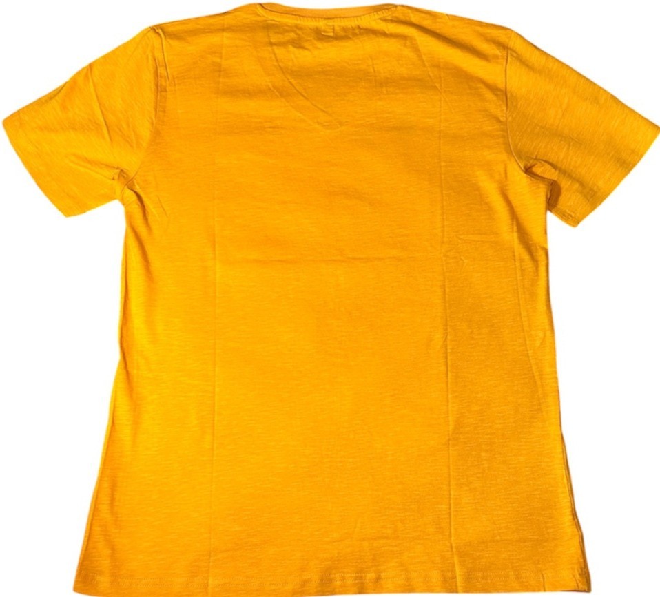 Mustard Yellow V-Neck T-Shirt Graphic Print Modern Everyday Wear- Size- L gallery