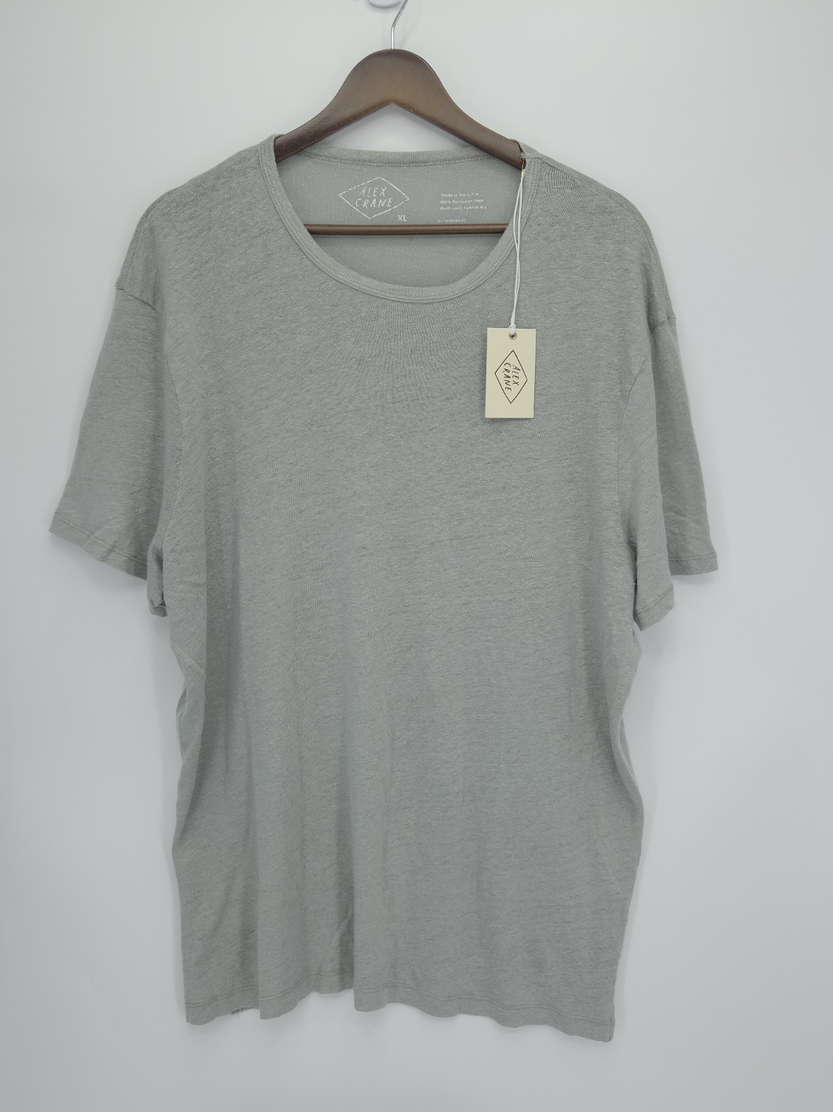New Alex Crane Mens 100% Linen T Shirt Short Sleeve Crewneck Sage Green Size XL