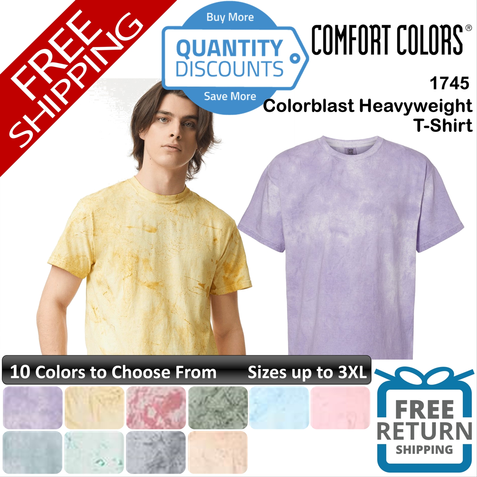 🔥 Comfort Colors Men Colorblast Heavyweight Relaxed Fit T-shirt Up To 3XL 1745