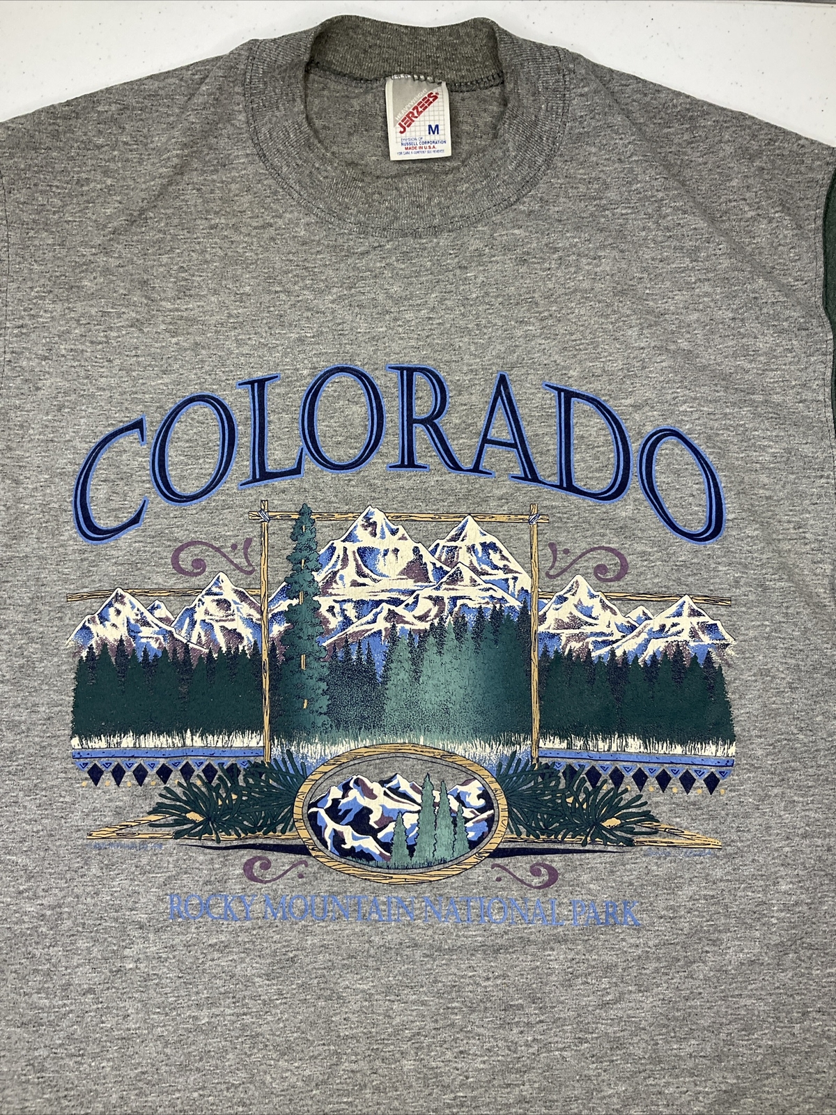Vintage 90s Colorado Shirt Sz M Rocky Mountain National Park Graphic Tee USA gallery
