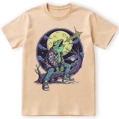 Funny Frog Flannel Howling Moon Spooky Tree Retro Graphic Tee Gift Men