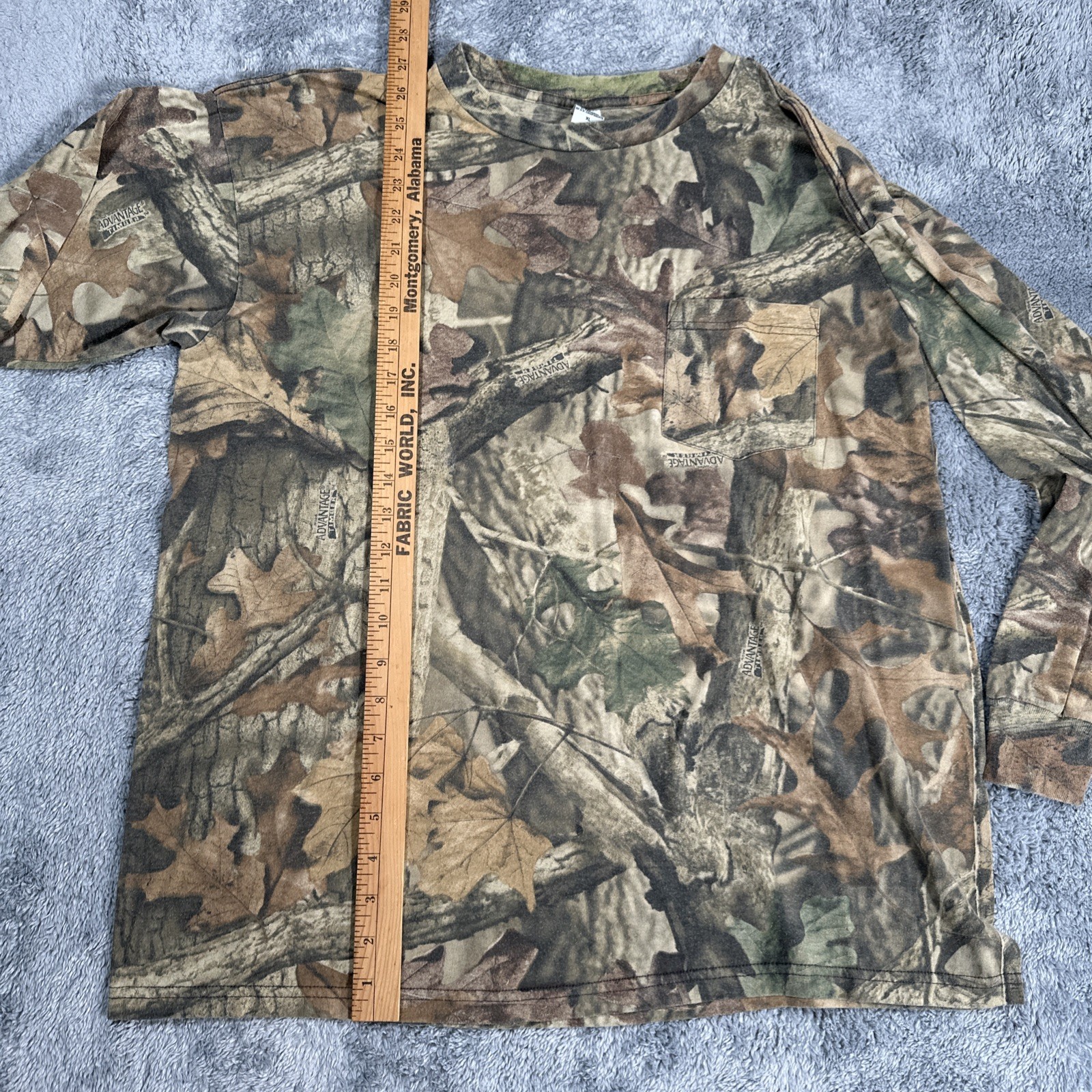 VTG XL Realtree Advantage Timber Camo Long Sleeve Pocket Hunting T-Shirt USA gallery