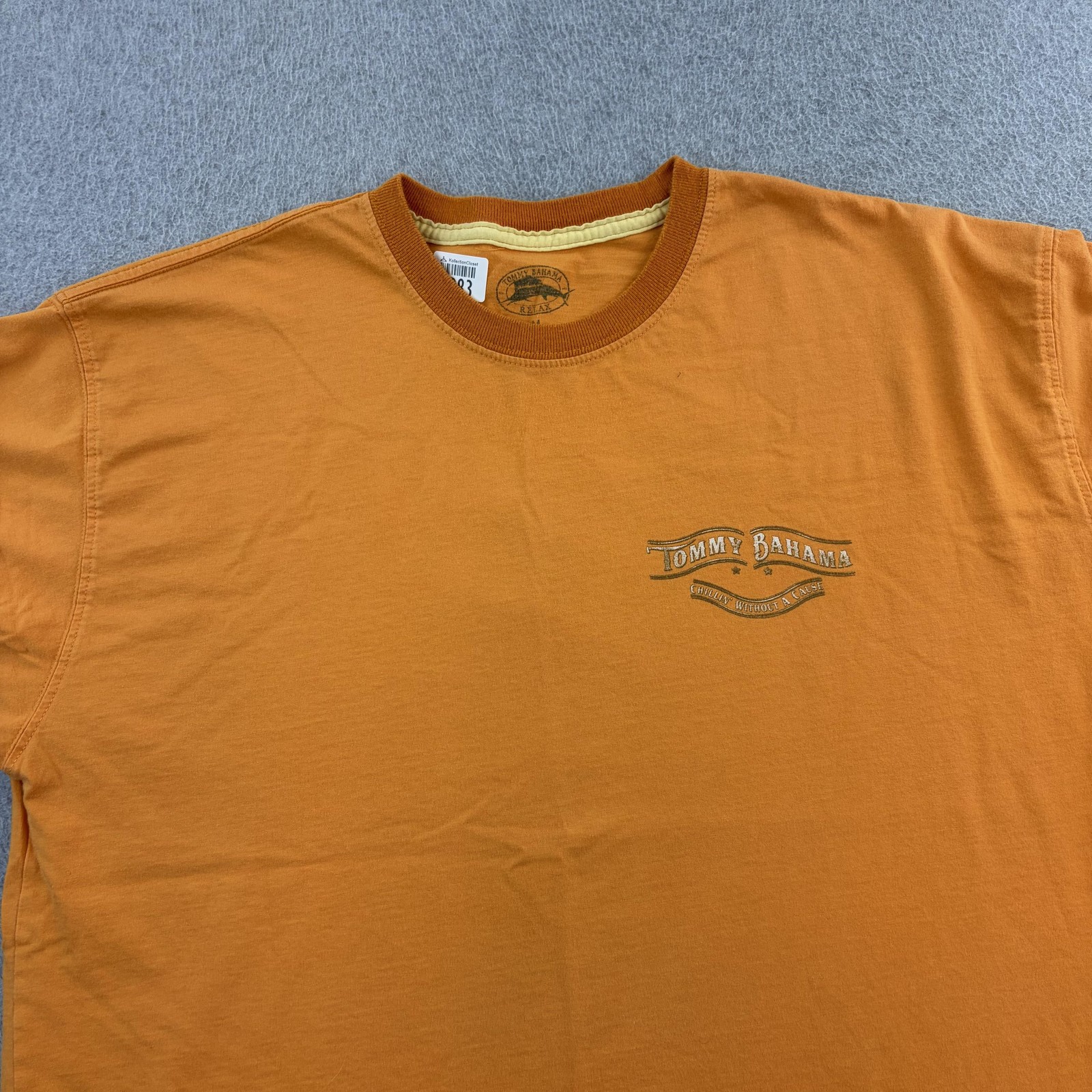 Tommy Bahama Shirt Mens Medium Orange Motorcycle Chillin Without Cause Tee Adult gallery