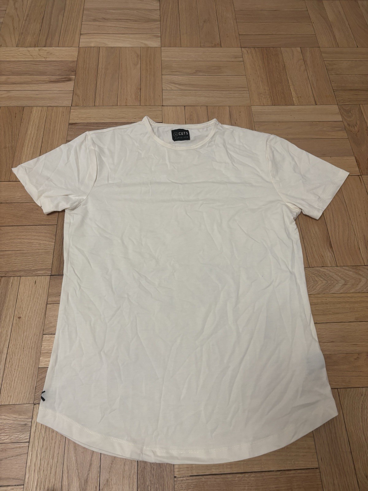 Cuts Clothing Men's Curve Hem Crew Neck Short Sleeve Tee T-Shirt Large L Biege gallery