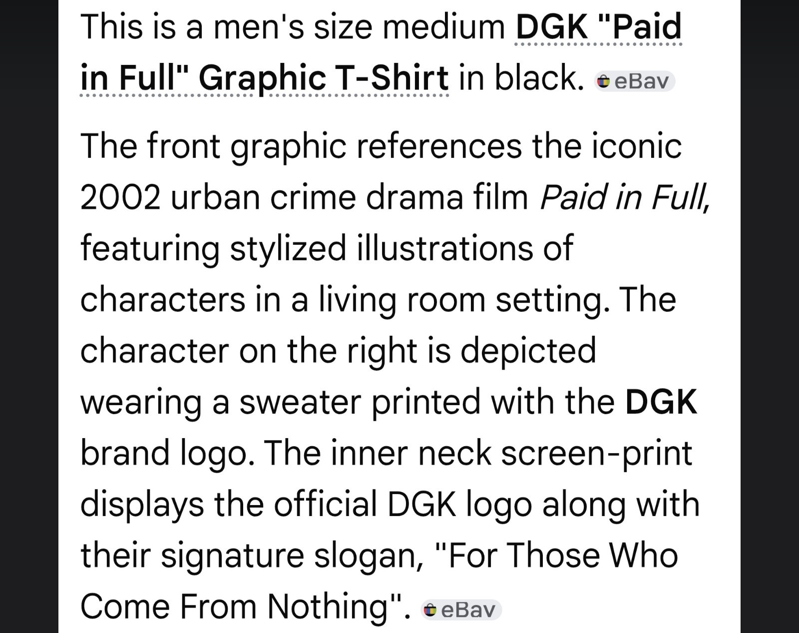 Mid-Late 2010's DGK "Paid in Full" Graphic T-Shirt Men Medium History In Photos gallery